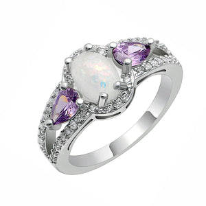 Chelsey Ring Pink Oval Shape Fire Opal Purple Cz Womens Ginger Lyne - Pink,10