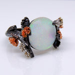 Load image into Gallery viewer, Henrietta Tree Branch Flower Opal Promise Ring Elven Women Ginger Lyne - 10

