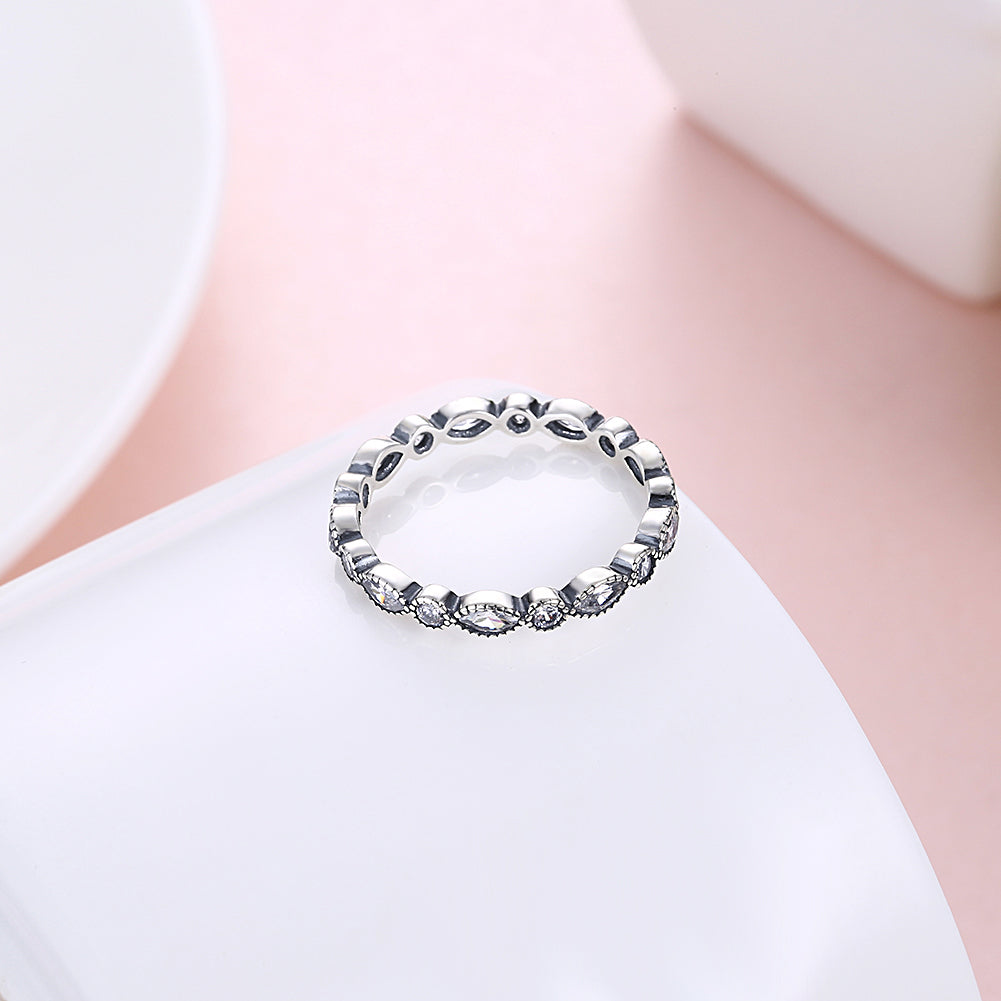 Lucy Eternity Ring Wedding Band Cz Antiqued Silver Womens Ginger Lyne - 6