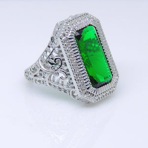 Dahlia Statement Ring Womens Green Emerald Cubic Zirconia Ginger Lyne - 10