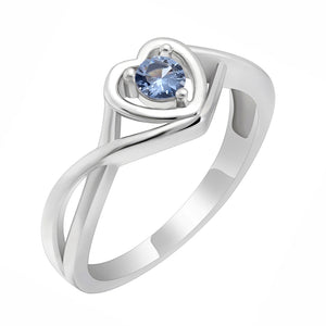 Christine Promise Ring Heart Engagement Women Silver Cz Ginger Lyne - December-Blue,11