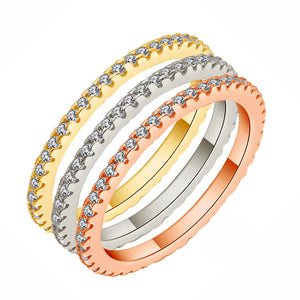 Eternity Wedding Band Ring Set Sterling Silver Cz Womens Ginger Lyne - 3 Color Set Smooth,7