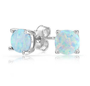White Created Fire Opal Stud Earrings Wgold Plated Womens Ginger Lyne Collection - Silver/White
