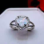 Load image into Gallery viewer, Jersey Promise Ring Heart Shape Fire Opal Clear Cz Womens Ginger Lyne - 10
