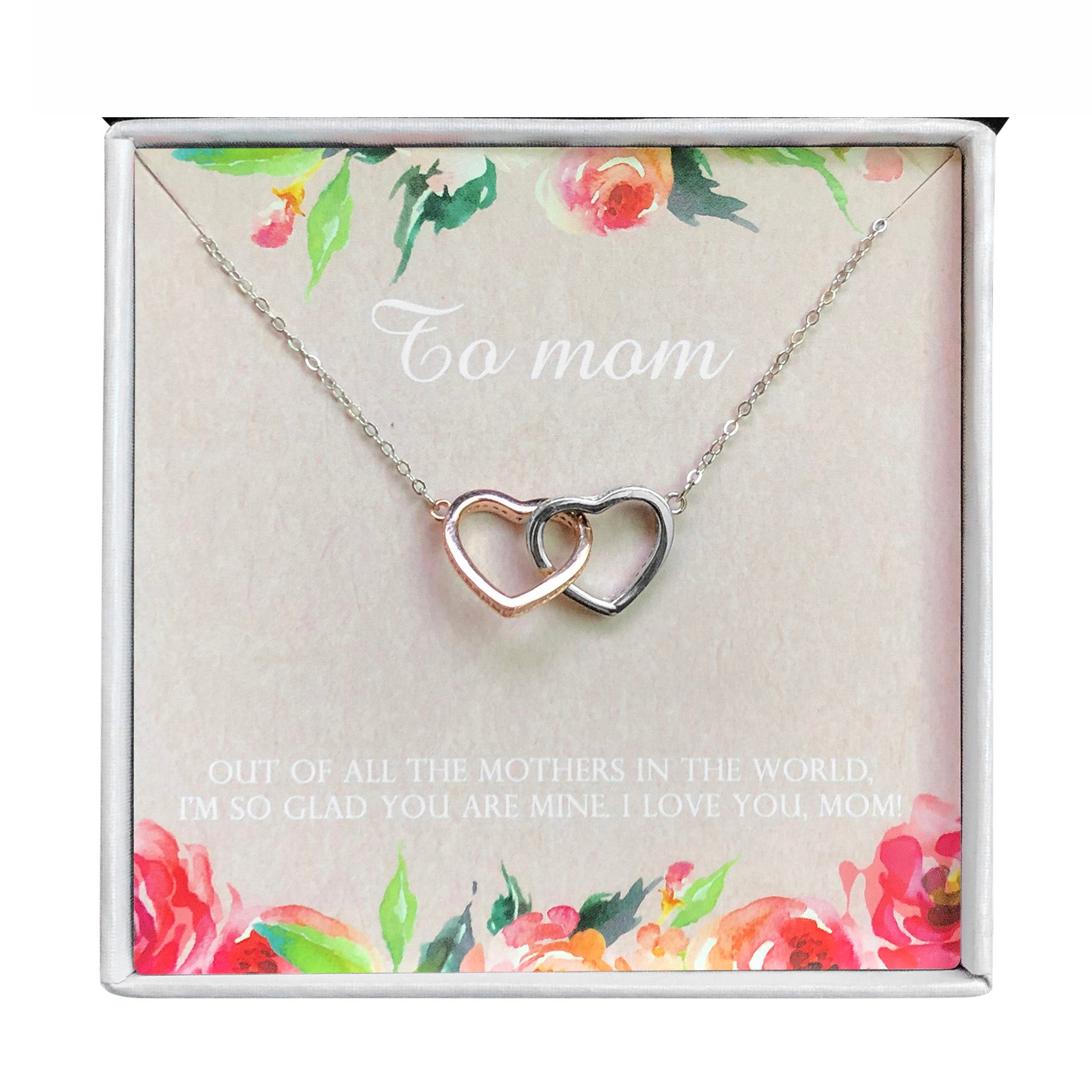 Mom Greeting Card Sterling Silver Infinity Hearts Necklace Women Ginger Lyne Collection - Mom-093