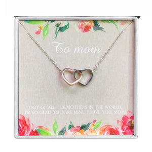 Mom Greeting Card Sterling Silver Infinity Hearts Necklace Women Ginger Lyne - Mom-093