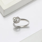 Load image into Gallery viewer, Halo Pearl Engagement Ring Sterling Silver Clear Cz Womens Ginger Lyne - 6
