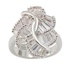 Load image into Gallery viewer, Jill Statement Ring Womens Baguette Cut White Gold Plated Ginger Lyne - 10
