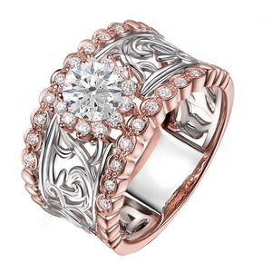 Elin Engagement Ring Rose Sterling Silver Cz Band Women Ginger Lyne Collection - 6
