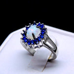 Load image into Gallery viewer, Reese Statement Engagement Ring Fire Opal Blue Cu Womens Ginger Lyne - 10
