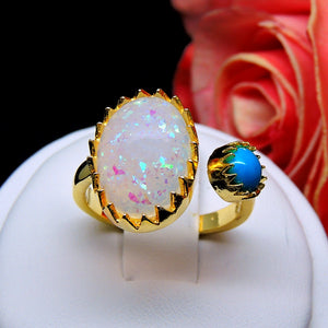 Bexley Simulated Oval Fire Opal Turquoise Ring Womens Ginger Lyne - 7
