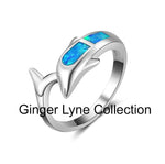 Load image into Gallery viewer, Dolphin Fire Opal Ring White Gold Plated Womens Ginger Lyne Collection - 10
