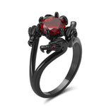 Load image into Gallery viewer, Dragon Ring Gothic Solitaire Cz Black Engagement Ring Girl Ginger Lyne Collection - Red,7
