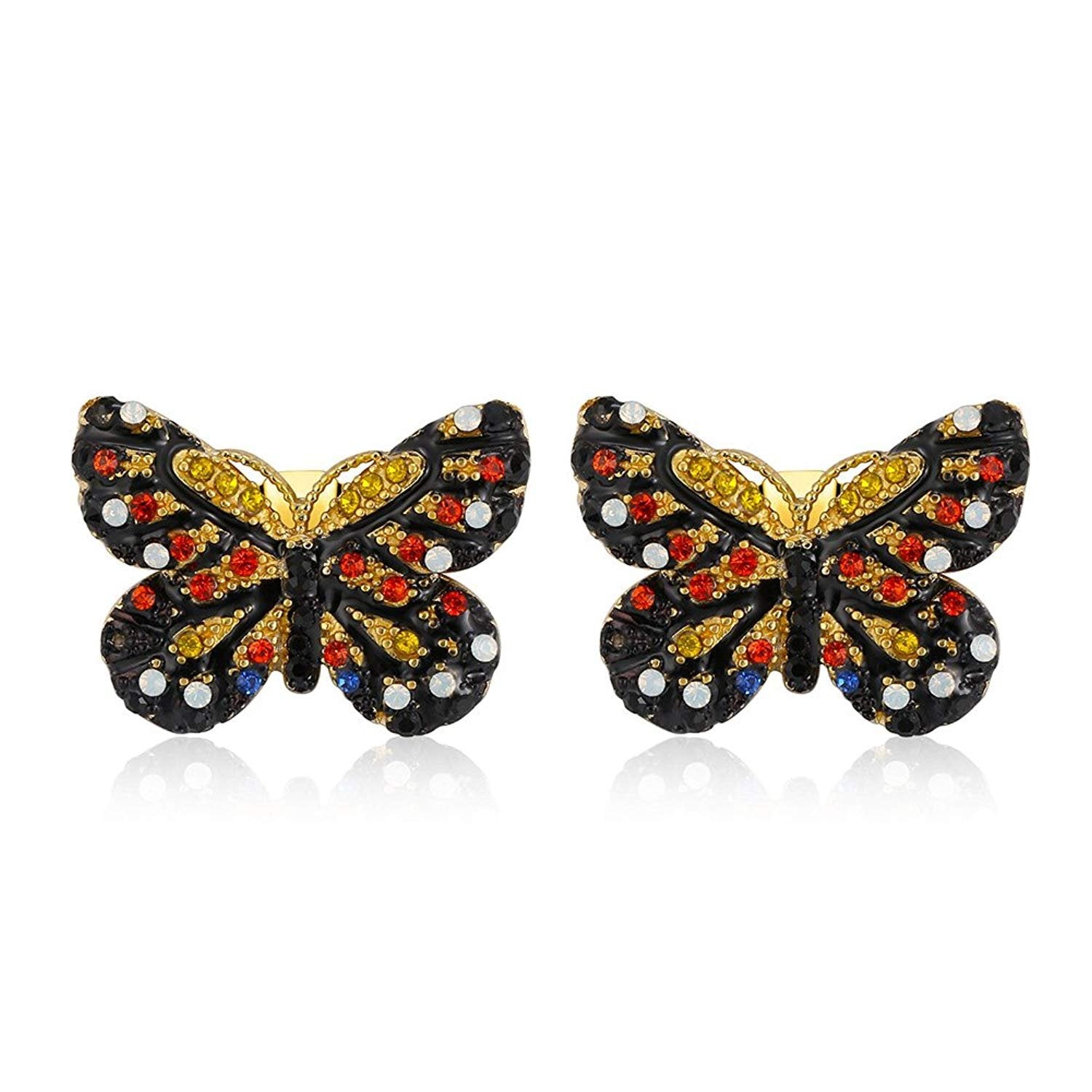 Butterfly Stud Earrings Cubic Zirconia Women Ginger Lyne Collection - Red