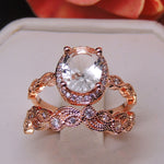 Load image into Gallery viewer, Amara Bridal Set Engagement Ring Wedding Band Cubic Zirconia Ginger Lyne - Rose Gold,10
