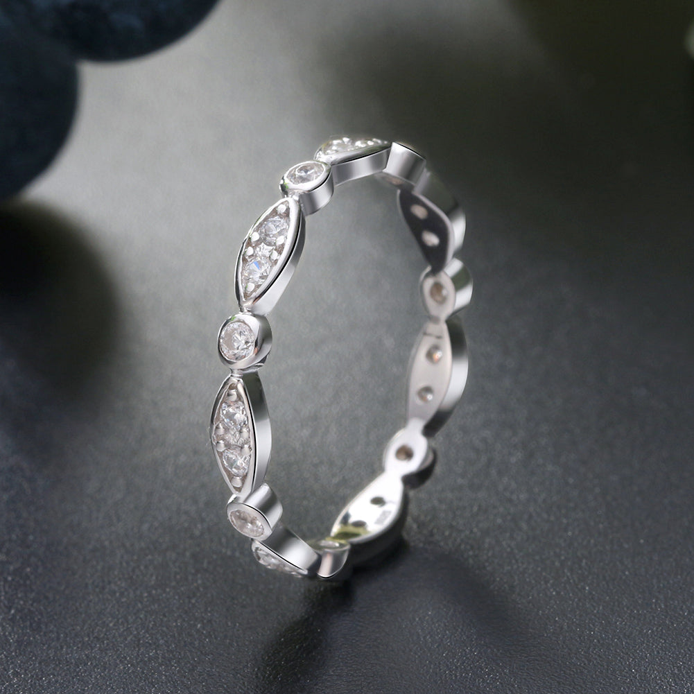 Eternity Wedding Band Ring Sterling Silver Clear Cz Womens Ginger Lyne - 6