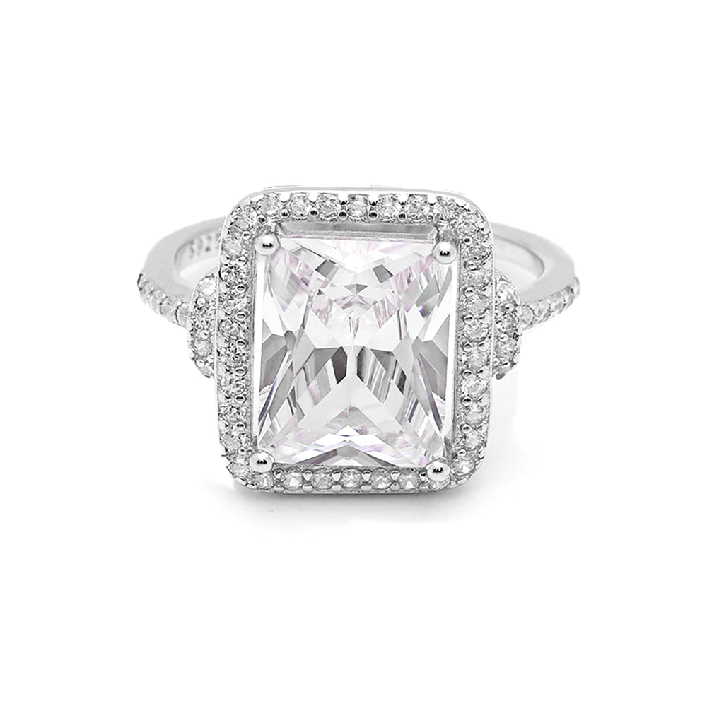 Dorian Engagement Ring Halo Emerald Sterling Silver Women Ginger Lyne - 6