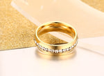 Load image into Gallery viewer, One Row Cz Wedding Eternity Band Ring Steel Womens Mens Ginger Lyne - Gold,11.5
