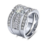 Load image into Gallery viewer, Enchanment Bridal Set 3pcs Cz Engagement Ring Band Womens Ginger Lyne - silver,11
