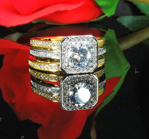 Marissa Bridal Set 3pc Two Tone Plated Engagement Ring Women Ginger Lyne - 10