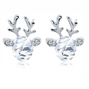 Reindeer Stud Earrings Cz Christmas Girls Women Ginger Lyne Collection - Clear