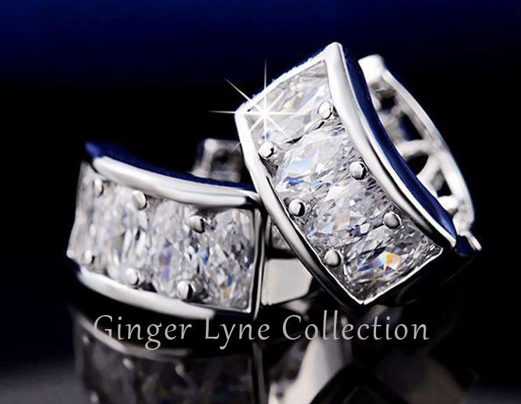 Small Hoop Earrings for Women Marquise Cut Cubic Zirconia Ginger Lyne Collection - Gold