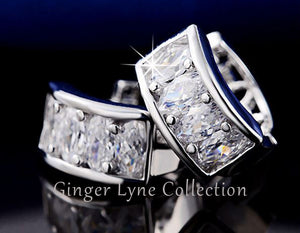 Small Hoop Earrings Marquise Cut Cubic Zirconia Womens Ginger Lyne - Gold