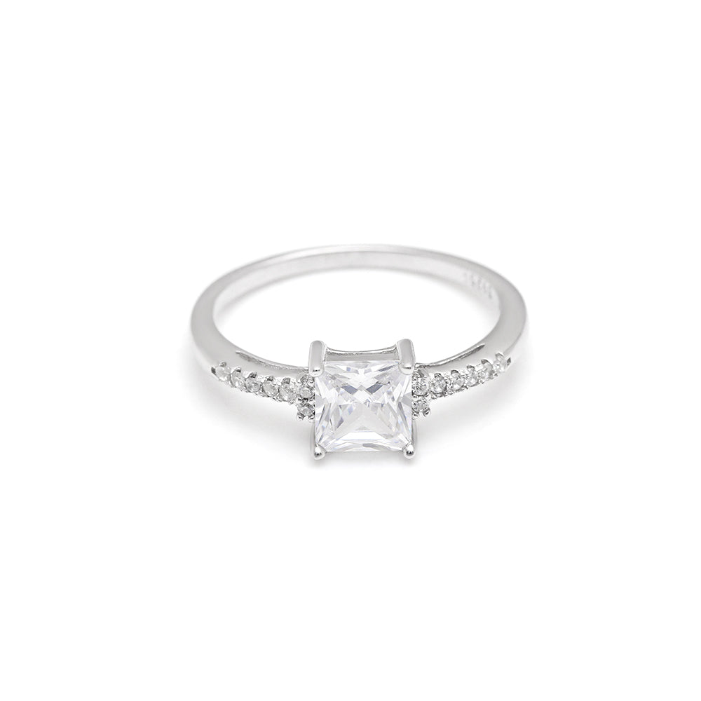 Morgan Engagement Ring Princess Cz Sterling Silver Women Ginger Lyne - 10