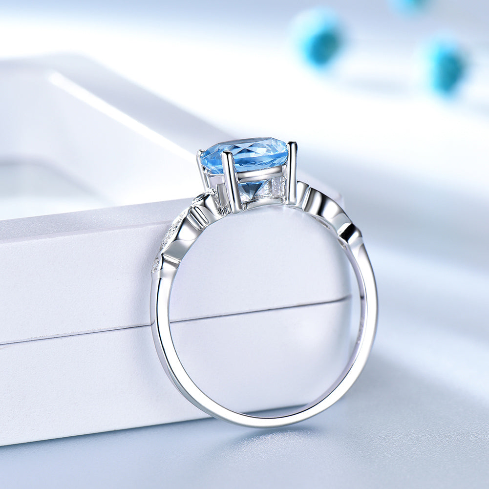 Created Blue Topaz Engagement Ring Sterling Silver Women Ginger Lyne - 10
