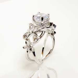 Deb Engagement Ring Cz Flower Wedding White Gold Plated Ginger Lyne - 10