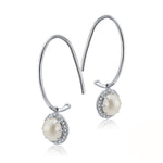 Load image into Gallery viewer, Drop Hook Earrings Sterling Silver Cz Gemstone Charm Women Ginger Lyne - Pearl
