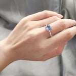 Load image into Gallery viewer, Created Blue Topaz Engagement Ring Sterling Silver Women Ginger Lyne - 10
