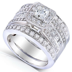 Taylor Bridal Set Halo 3pc Engagement Ring Bands Cz Women Ginger Lyne - 10