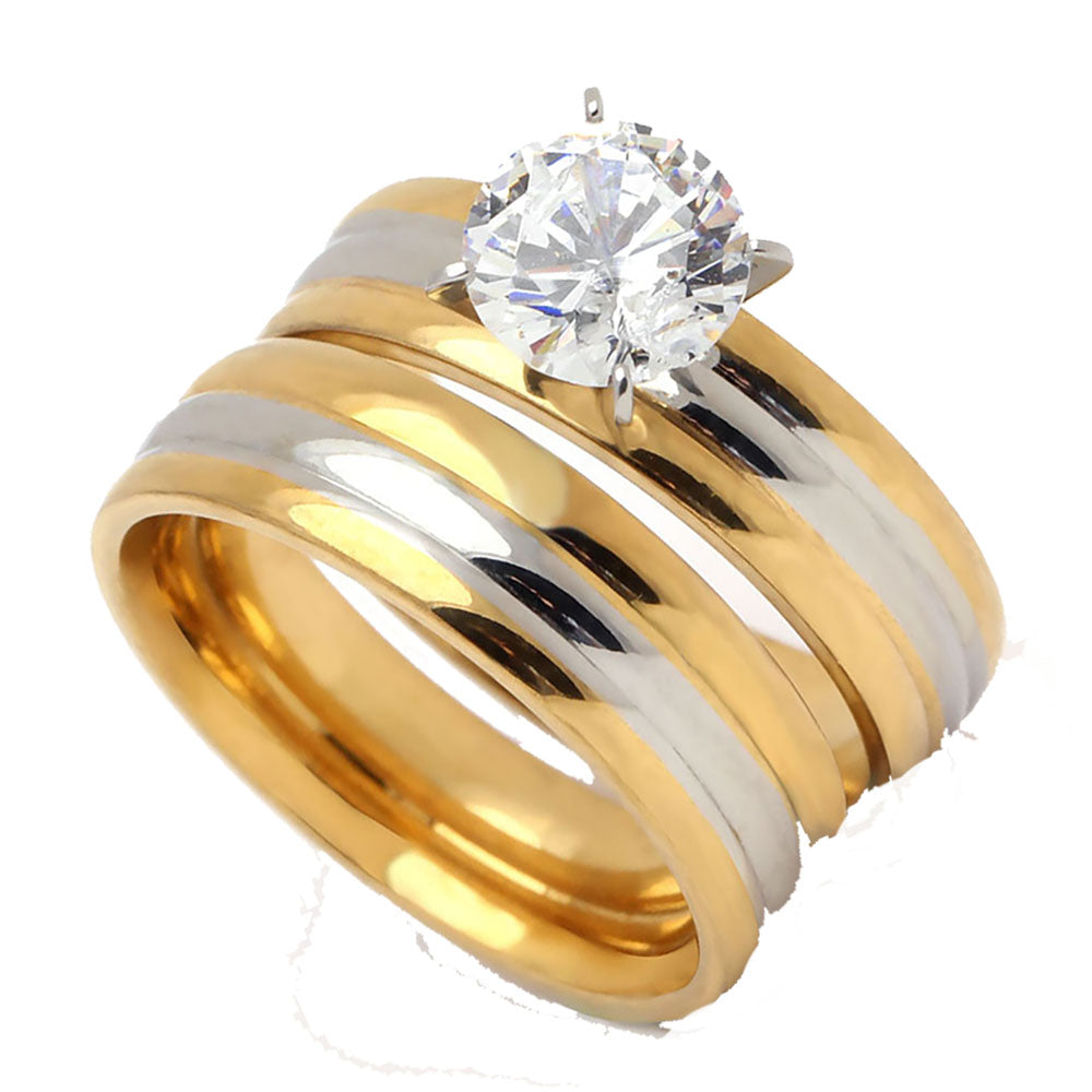 Tabitha Bridal Set Stainless Steel Engagement Ring Womens Ginger Lyne - 10.5