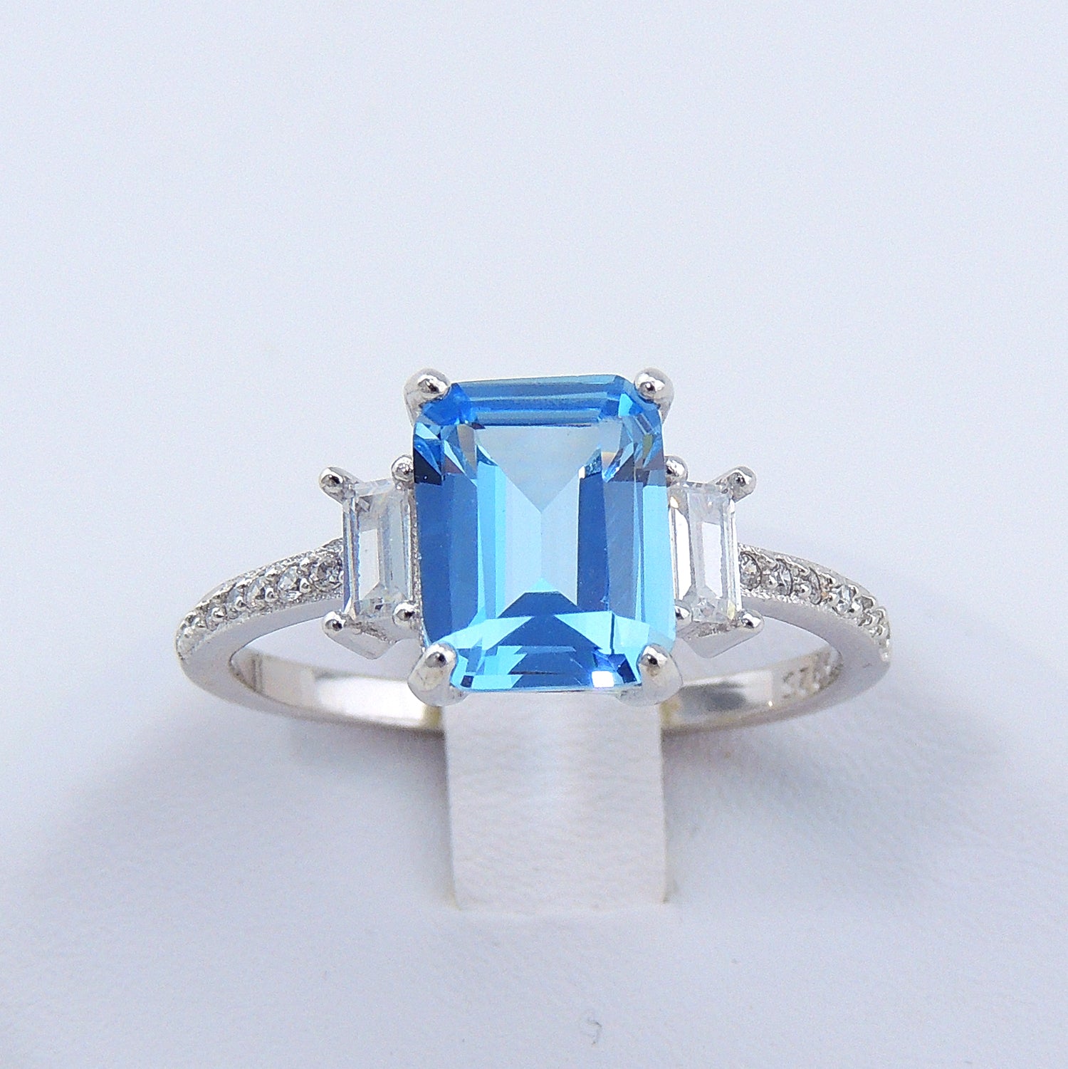 Ruthana Engagement Ring Created Blue Topaz Silver Womens Ginger Lyne - 10