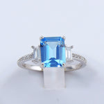 Load image into Gallery viewer, Ruthana Engagement Ring Created Blue Topaz Silver Womens Ginger Lyne Collection - 10
