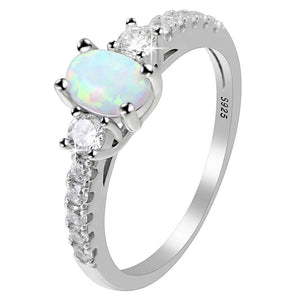 Emil Fire Opal Sterling Silver Cz Engagement Ring Womens Ginger Lyne - White,10