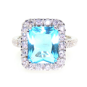 Gina Statement Ring Created Blue Topaz 6Ct Women Ginger Lyne Collection - 7