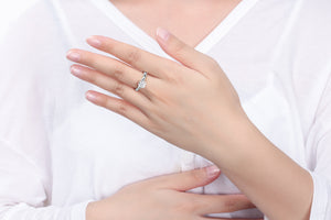 Amore Mia Engagement Ring Women 1 Ct Moissanite Sterling Silver Ginger Lyne - Gold Trim,6
