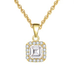 Load image into Gallery viewer, Square Halo Pendant Necklace for Women Gold Sterling Silver Cz Ginger Lyne Collection - Yellow Gold

