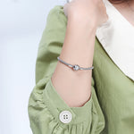 Load image into Gallery viewer, Snake Chain Charm Bracelet Sterling Silver Cz Love Clasp Ginger Lyne - 17cm Snake
