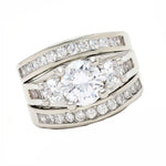 Load image into Gallery viewer, Carli Bridal Set Cz Womens 3 Stone Engagement Ring Band Ginger Lyne - 12

