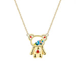Load image into Gallery viewer, Floating CZ Teddy Bear Necklace Gold Over Sterling Silver Girls Ginger Lyne - Necklace
