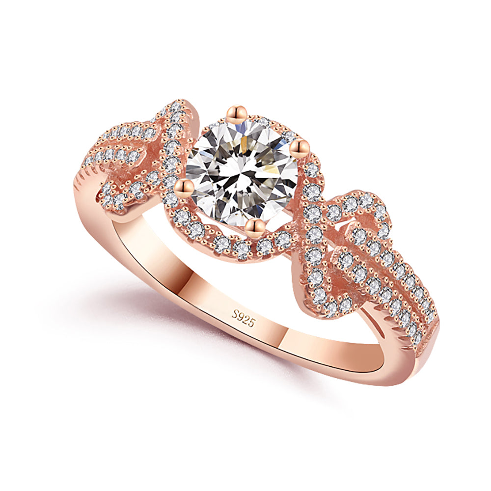 Ellalee Engagement Ring Rose Gold Sterling Silver Cz Women Ginger Lyne - 8
