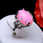 Load image into Gallery viewer, Sharla Statement Ring Oval Pink Fire Opal Women Ginger Lyne Collection - Pink,10
