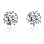 Load image into Gallery viewer, Crown Stud Earrings 8mm Round Cz Sterling Silver Womens by Ginger Lyne Collection - White Gold
