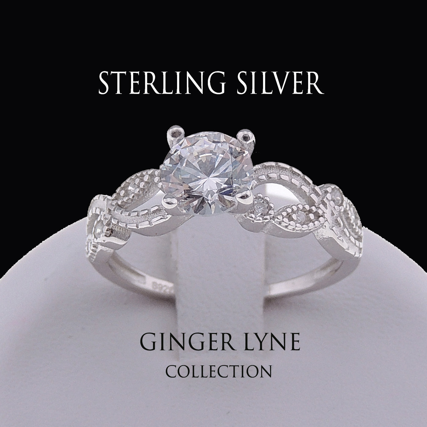 Engagement Ring Sterling Silver Cz Versia Filigree Womens Ginger Lyne - 10