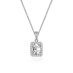 Load image into Gallery viewer, Halo Pendant Necklace Sterling Silver Clear Cubic Zirconia Womens Ginger Lyne - Clear
