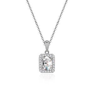 Halo Pendant Necklace Sterling Silver Clear Cubic Zirconia Womens Ginger Lyne - Clear