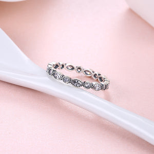 Lucy Eternity Ring Wedding Band Cz Antiqued Silver Womens Ginger Lyne - 6